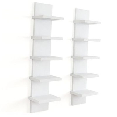 5 Tier Wall Shelf Unit, Decorative Wall Mount Vertical Shelving, Floating 