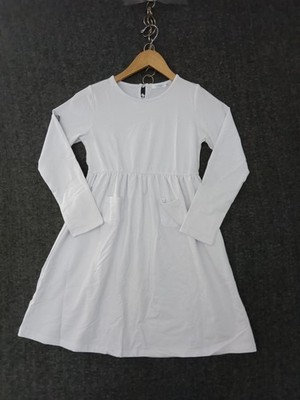 Arshiner Size 140 9 to 10 Years Old Long Sleeve Flare White Dress