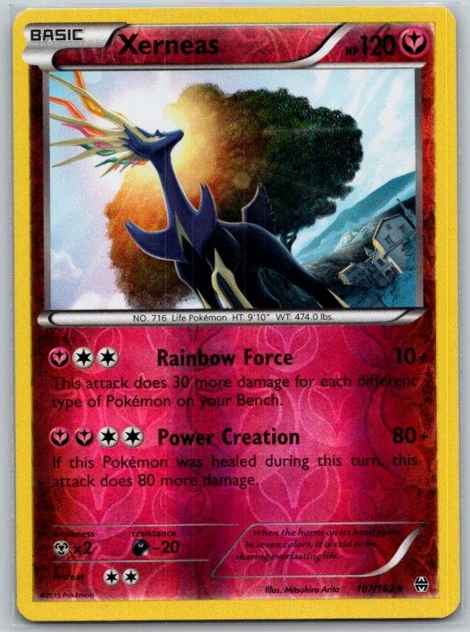 Xerneas 107/162 Rare BREAKthrough Pokemon Reverse Holo Near Mint