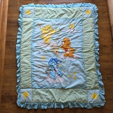 Vintage Care Bears Baby Throw Quilt Blanket Blue Sweet Dreams rare