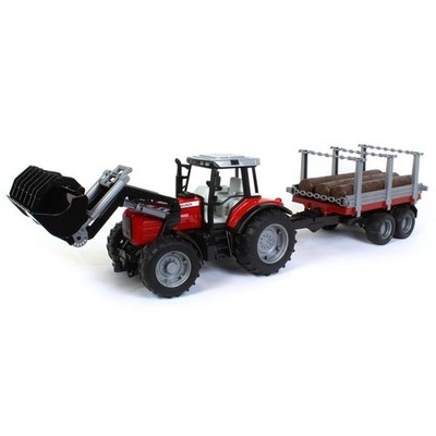 1/16 Massey Ferguson 7480 With Front Loader And Timber Trailer by Bruder 2046