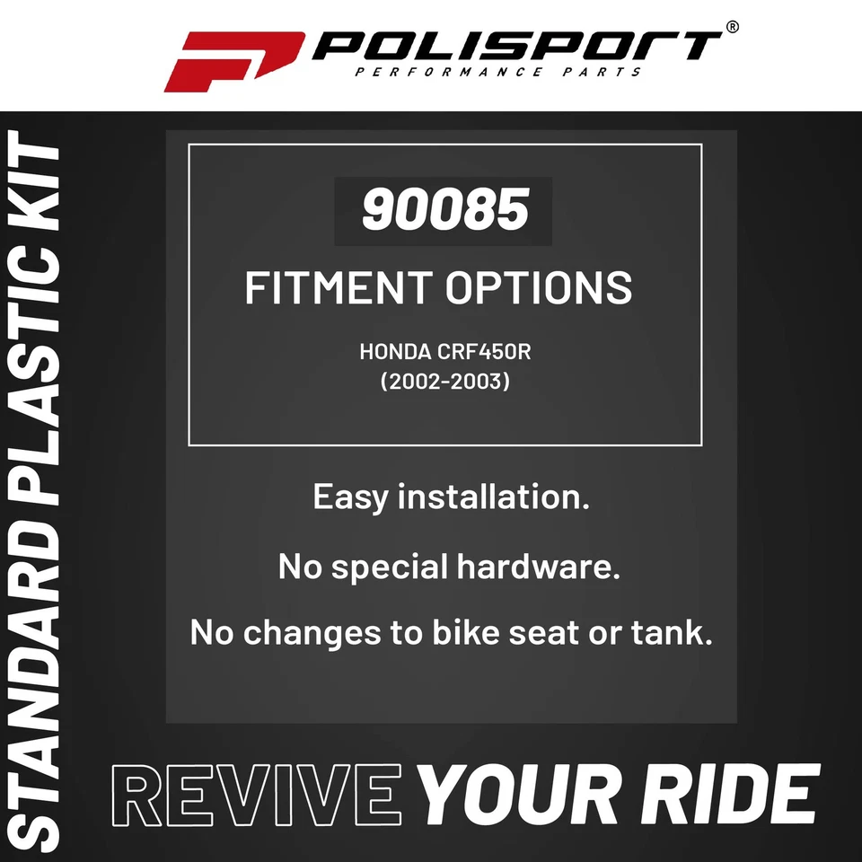 Polisport MX Plastic Kit for Honda CRF450R (2002-2003) Dirt Bike, OEM, Red/White - Image 3 of 4