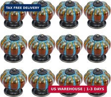 Cabinet Knobs 12 Pack Glazed Ceramic Knobs with Pumpkin Shape for Decor Door Pul