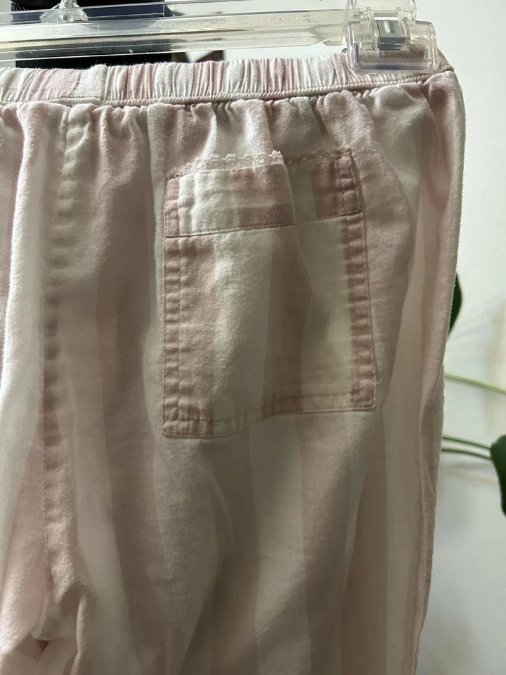 Pantalones de pijama Victoria’s Secret orgánicos rosas a rayas 100 % algodón orgánico talla S Y2K Foto 4 de 4