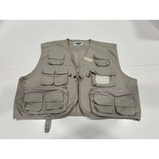 White River Fly Shop Fishing Vest Tan Cotton Utility Multi Pocket Mens XL 0053