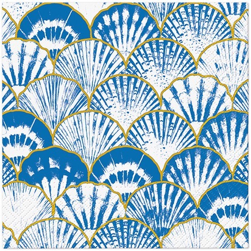 20 Servietten Japanese Seashells Muscheln Blaue Farben Meerestiere Ozean 33X33Cm-image