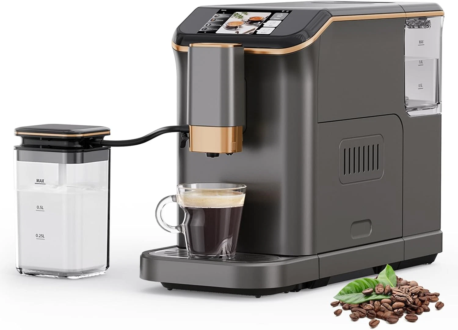 Super Automatic Espresso Maker with Milk Frother - 20 Bar Pressure, Easy Cleanup
