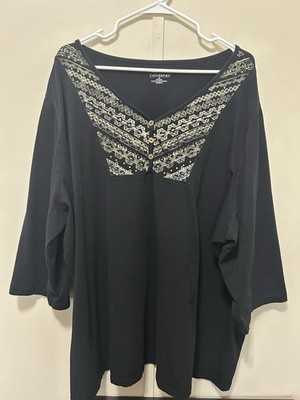Catherine s Women s Black Top Size 4X  Decorative Neck