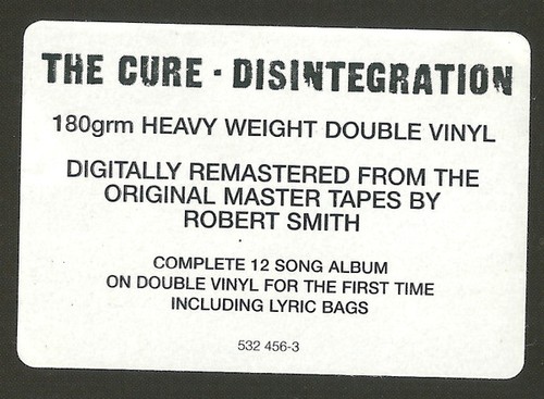 The Cure – Disintegration - Remastered - 180Grm - 2LP - Brand New Vinyl - Picture 2 of 9