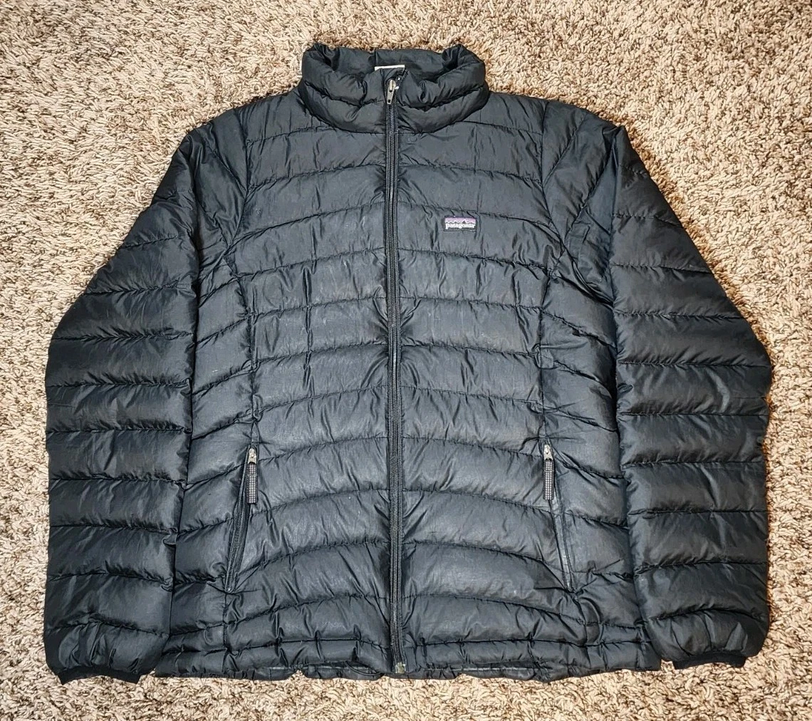 Patagonia Jacket Girls Size 2XL 16-18 Black Down Sweater Full Zip Coat 68233