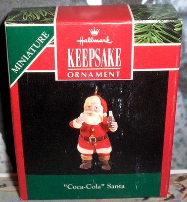 Coca-Cola Santa`1991`Mini-Santa Having A Bottle Of Coca Cola,Hallmark Ornament--