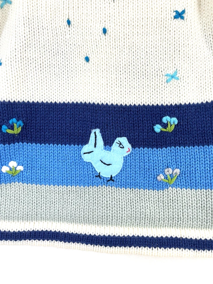 Peruvian Girls Boys Wool Handmade Patchwork Knit Sweater Size 8 Lake Swan - Image 4 of 4