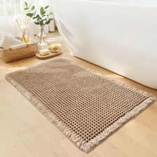 Waffle Bath Mat - Boho Bathroom Rugs Non Slip Washable, Super Absorbent Quick