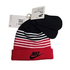 NEW Nike Beanie Nike Infant Toddler Baby Beanie Mittens 2 Piece Set Red Black
