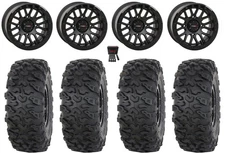 System 3 SB-9 Bdlk 15"Wheels Matte Bk 32"Roctane T4 Tires Polaris Sportsman /