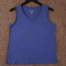 Chicos Tank Top Womens 1 US Medium Blue V Neck Cotton Sleeveless Casual Shirt
