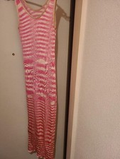 [Used] Missoni Women M Pink stripes Long Dress Tight design Elegant Unique Desig