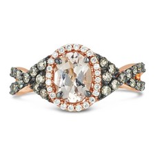 Le Vian 14K Rose Gold White & Chocolate Diamond Halo Engagement Ring - Size 5-3/