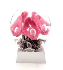 VTG '83 Maude&Bob St Clair Art Glass Paperweight Pink Trumpet Flowers LIGHT BASE