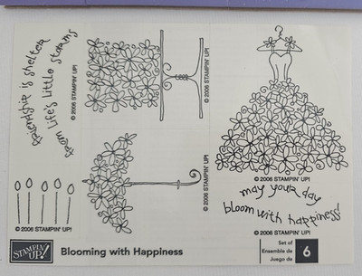 Stampin  Up! Blooming with Happiness   2006   Set of 6 Wood-Mounted Stamps   New