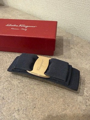 Salvatore Ferragamo Navy Barrette Hair Accessory Genuine Authentic Rare