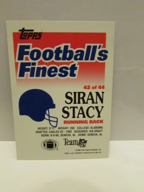 1992 Finest - #43 - Tommy Vardell - Cleveland Browns - Image 4 of 4