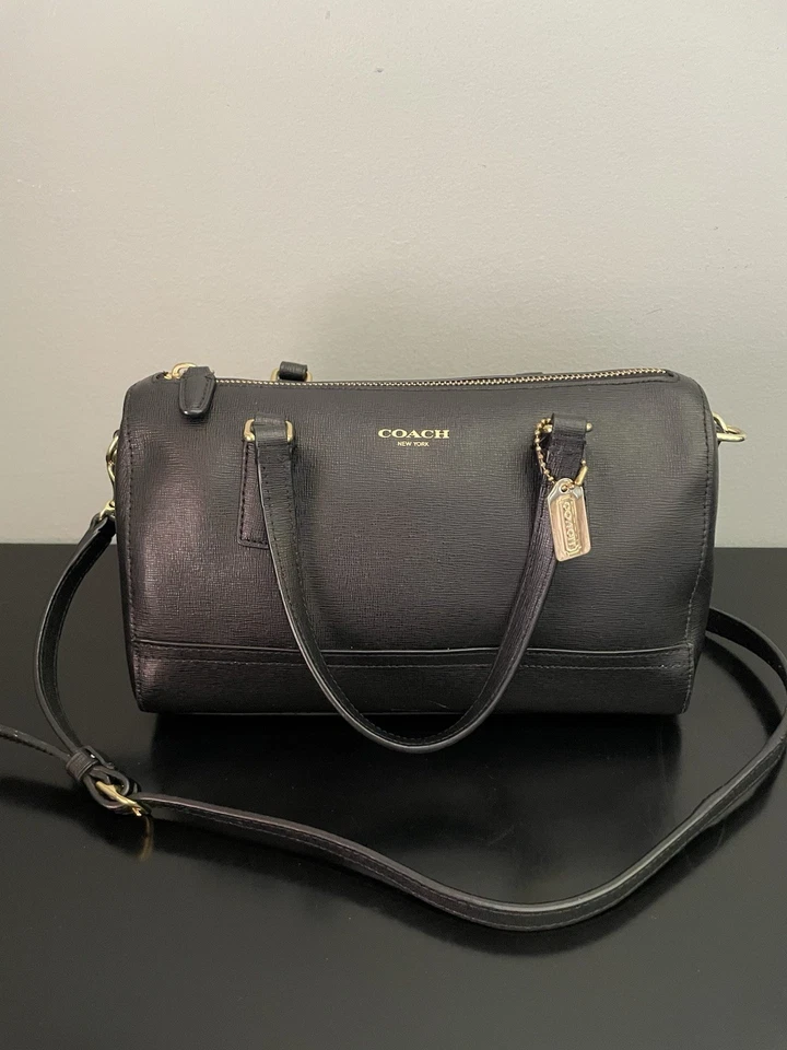 COACH Saffiano Mini Satchel Crossbody Bag Black Leather/ Gold Hardware ~ 49392 - Image 4 of 4