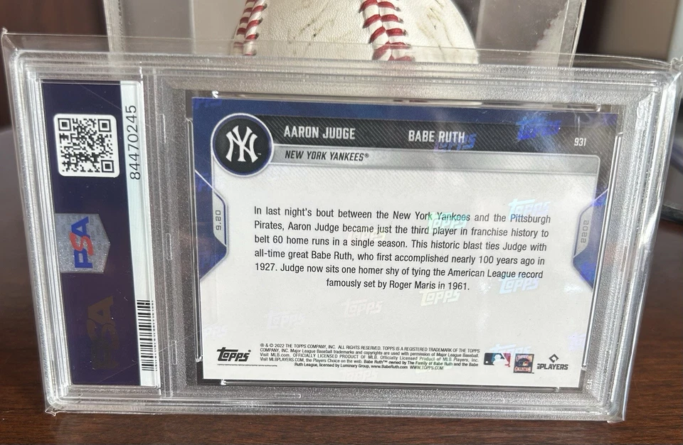 2022 Topps Now - Aaron Judge, Babe Ruth #931 PSA 8 NM-MT - Image 3 of 3