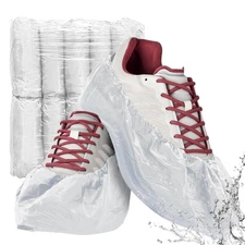 Waterproof Disposable Shoe Covers 15x7", Pack of 1000 CPE White Booties Non Slip