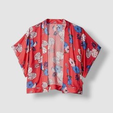 Seafolly Kids Girls Red Tropical Vibes Open Front Kimono Swimsuit Cover-Up OS