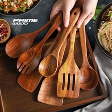 Premium Wood Kitchen Utensils Set | Non-Stick Cooking Spoons & Spatulas