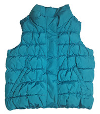 Gap Kids XS Turquoise puffer vest Full Zip Snap Buttons Sleeveles Slash Pockets