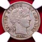 NCG AU-53! 1910 BARBER DIME
