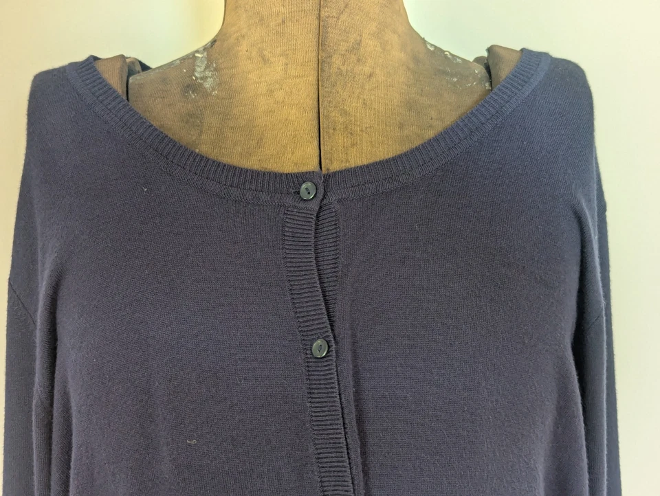 Cárdigan con botones Sejour para mujer talla 3X azul marino neutro Normcore carrera diaria Foto 2 de 4