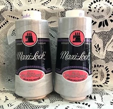 NEW 2 Silver maxi-lock 3000Yd spools 100% polyester overlock sewing thread TEX27
