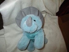 Aurora Dinosaur Dino Triceratops Soft Plush Stuffed Animal 12" long blue gray