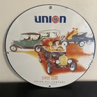 VINTAGE UNION 76 CARS GASOLINE OIL PORCELAIN SIGN