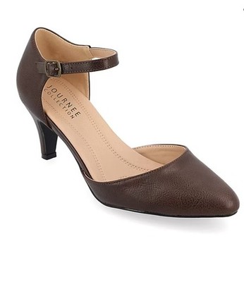 Journee Collection Women's Bettie Ankle Strap Dress Pumps Brown Size 6.5