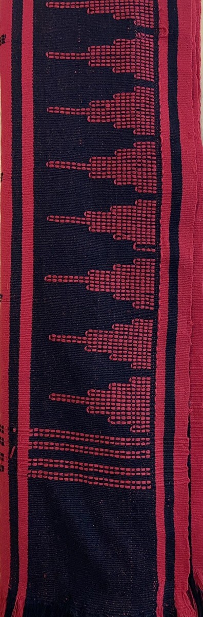 Manipuri Shawl. Hand made.Red with black design. | eBay