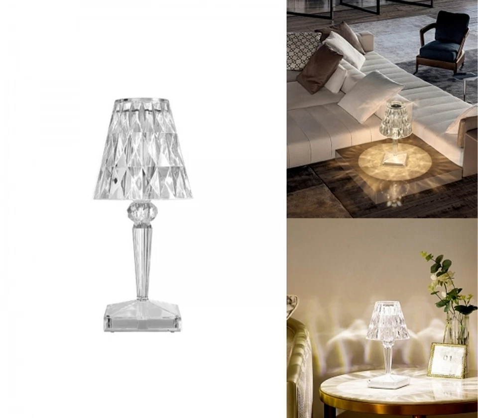 LAMPADA DA TAVOLO LED RICARICABILE PER BAR RISTORANTI HOTEL PUB TRASPARENTE - Immagine 2 di 4
