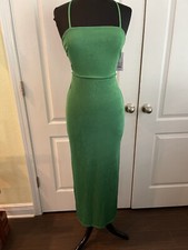 NWT Wild Fable Women's Green Sleeveless Lace-Up Back Dress S