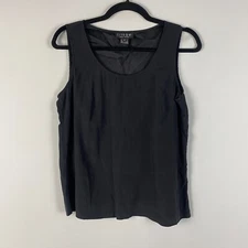 Citron Santa Monica Silk Tank Top Womens Medium Black Basic Sleeveless