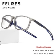 Men Square Reading Glasses Highly Strength Reader +4.25 +4.5 +4.75 +5.0 To +6.0