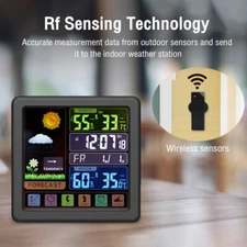 Digital LCD Indoor Outdoor Weather Station Clock Calendar Thermometer Wireless