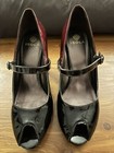 ISOLA Gorgeous Black/Burgundy Patent Leather Mary Jane Peep-Toe Pumps, Size 9 — photo 2