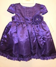 NWT Infant Girl's Chaps Satin Dress, Holiday Dress, Purple, Size 6M 