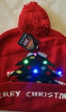 Christmas Tree LED Light Up Beanie Pom Pom