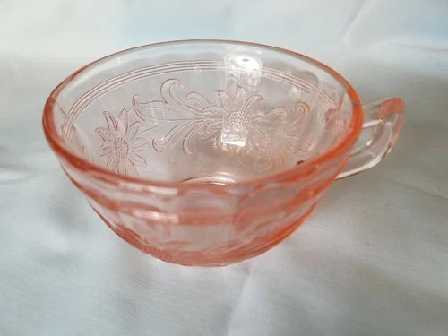 Sunflower Jeannette Depression One Pink Cup