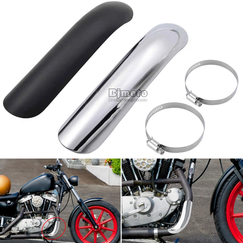 Motorcycle Heat Shield Curve Exhaust Muffler Pipe Covers Heel Guard Universal - Image 2 of 4