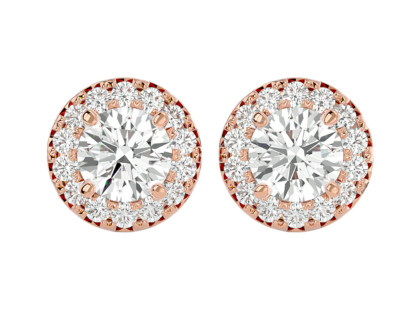 Jewelies 2 TCW Lab Grown Diamond E VVS Round Halo Stud Earring Silver-Certified